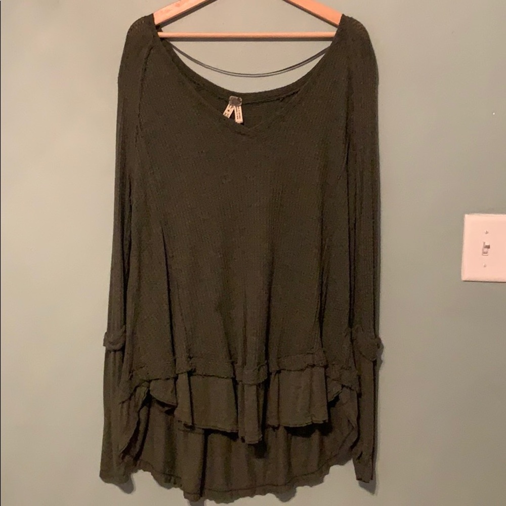 Free People | Dark Green Long Sleeve Top